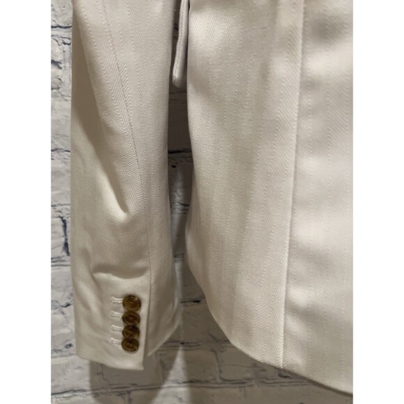 Banana Republic Herringbone Single Button Blazer Off White Rayon Blend Size 8 - Picture 5 of 7